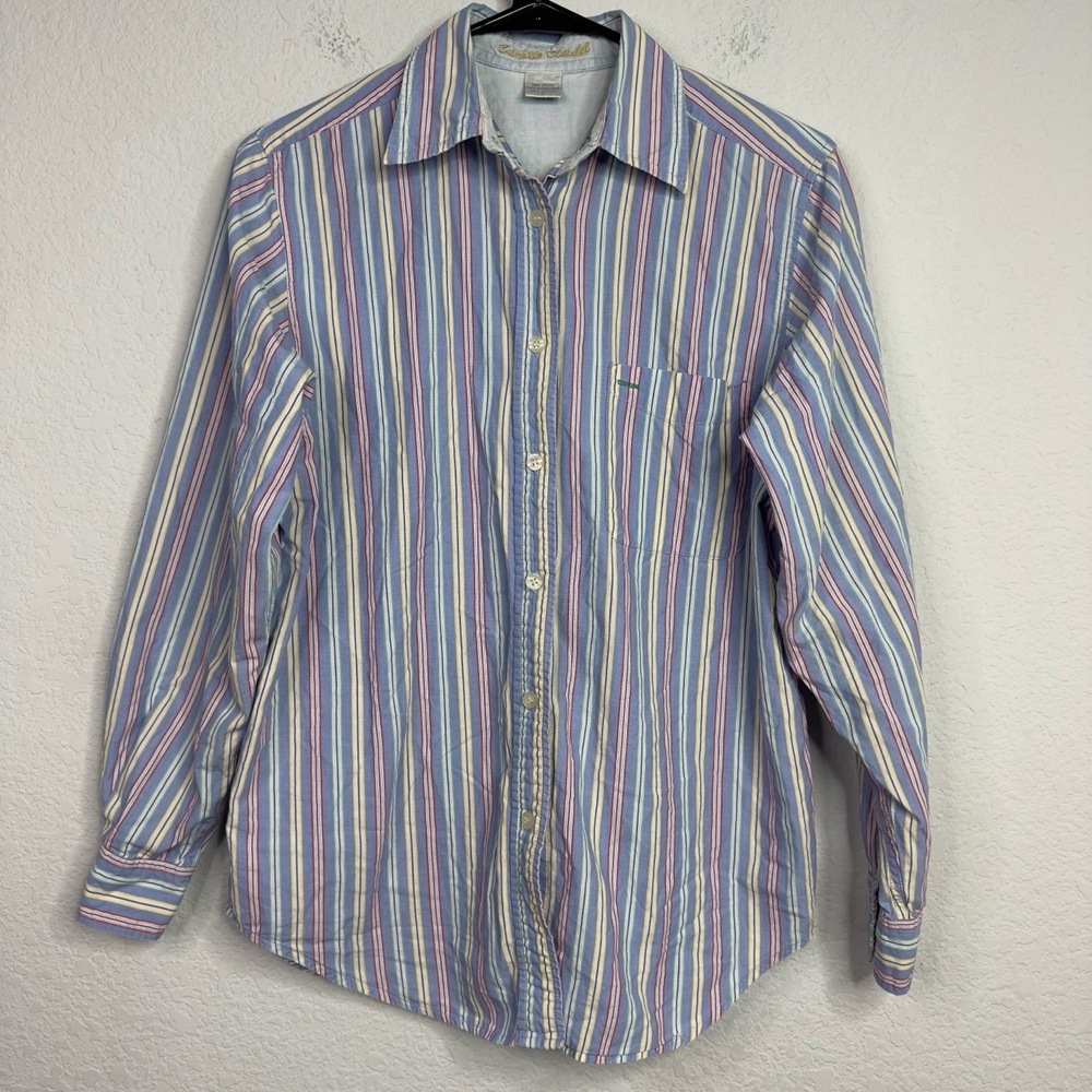 Camille Claudel Shirt Womens S Striped Long Sleeve Button Preppy Office Workwear